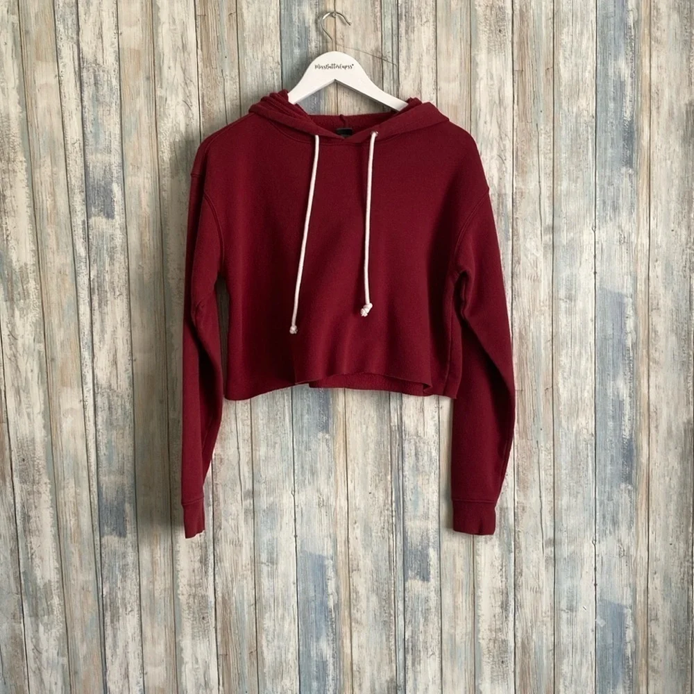 Wild Fable Red Cropped Hooded Sweatshirt | Size XS | Red - Picture 2 of 10